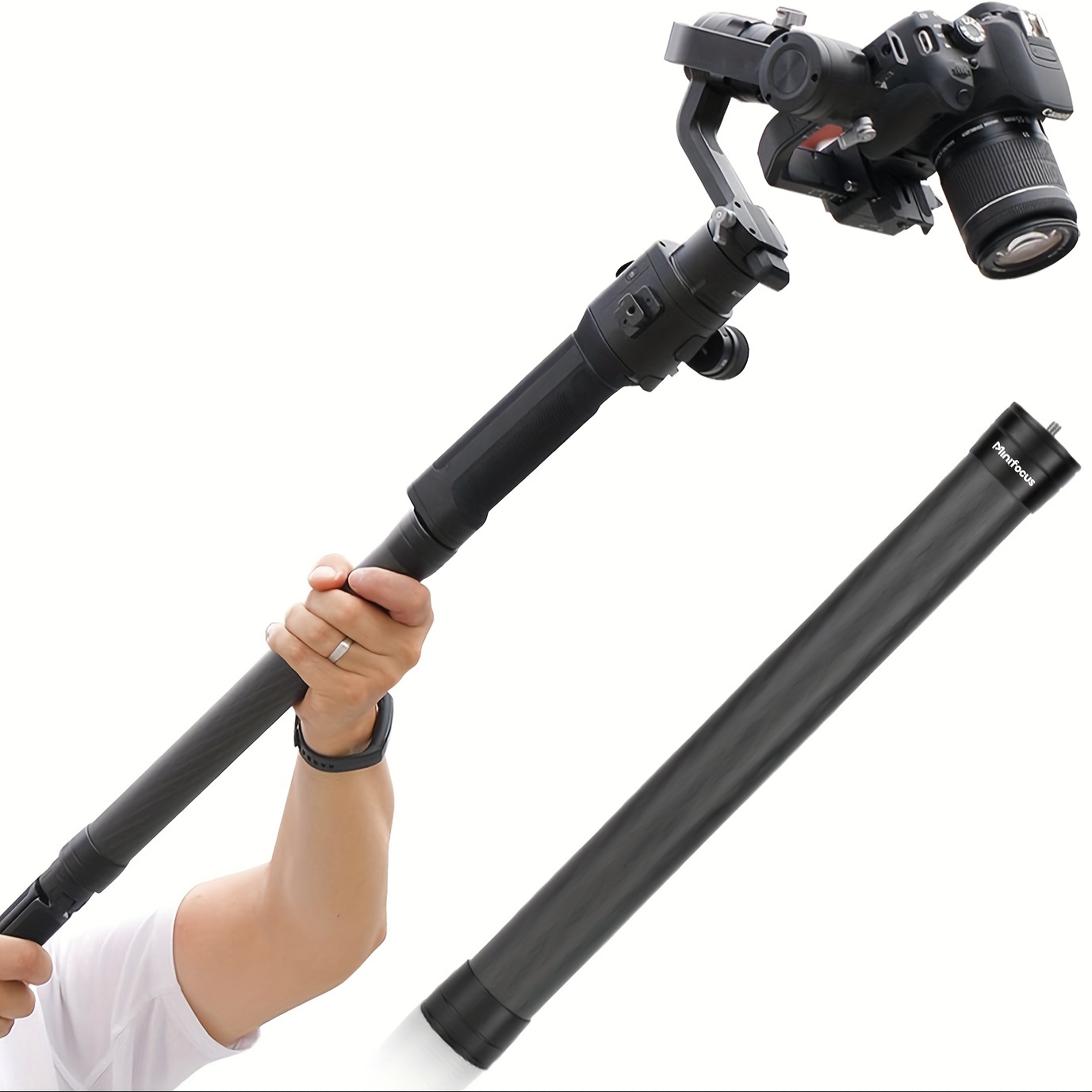 

1pc Minifocus Carbon Fiber Extendable Monopod Gimbal Handle, 1/4 Inch Universal Mount, Compatible With Dji Rs3 Rs4 , Dslr Handheld Stick For Stand-mounted Installation