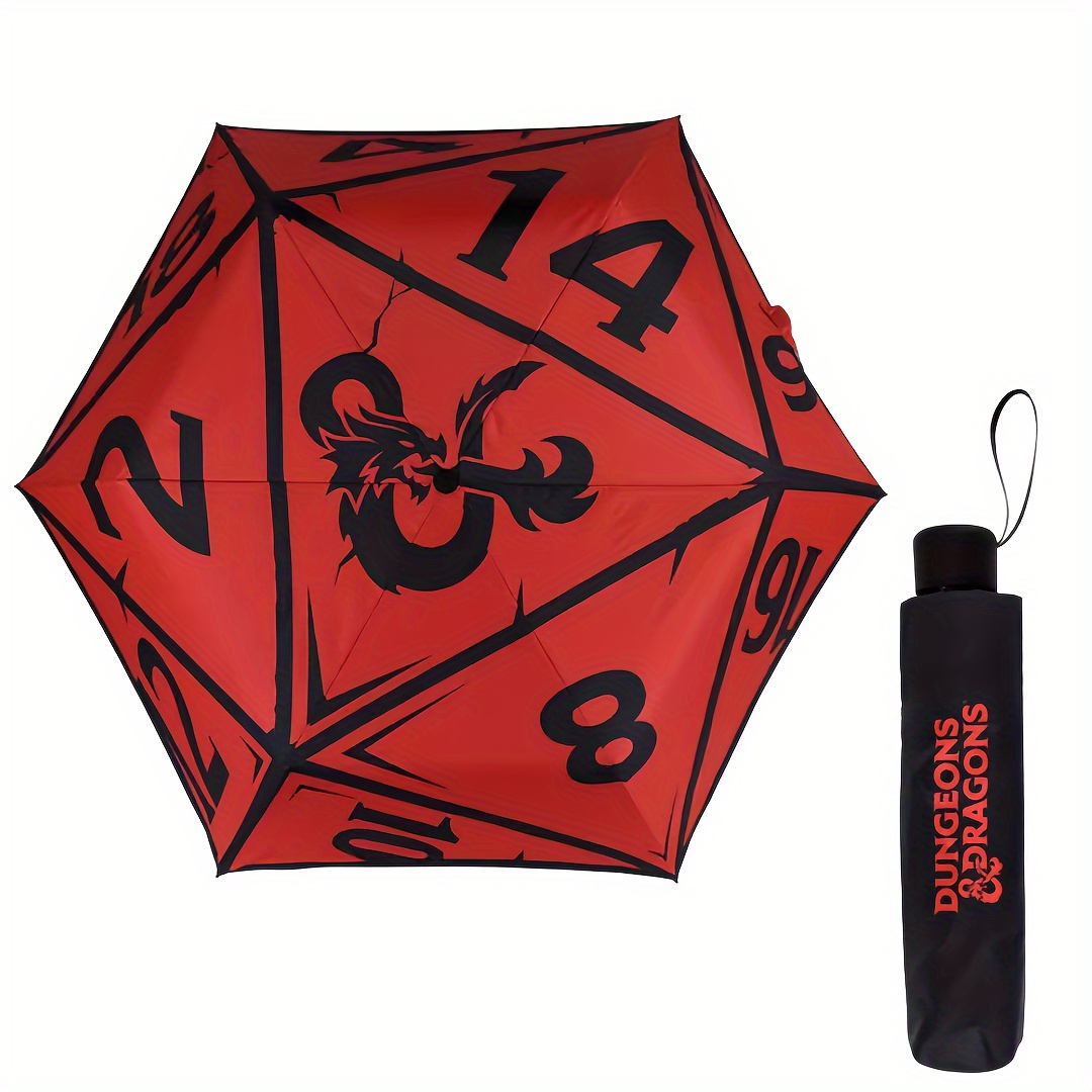 

Trendy Dragon Pattern Folding Umbrella With Black Uv Protective Inner, Casual Lightweight Durable Umbrella For Men & Women