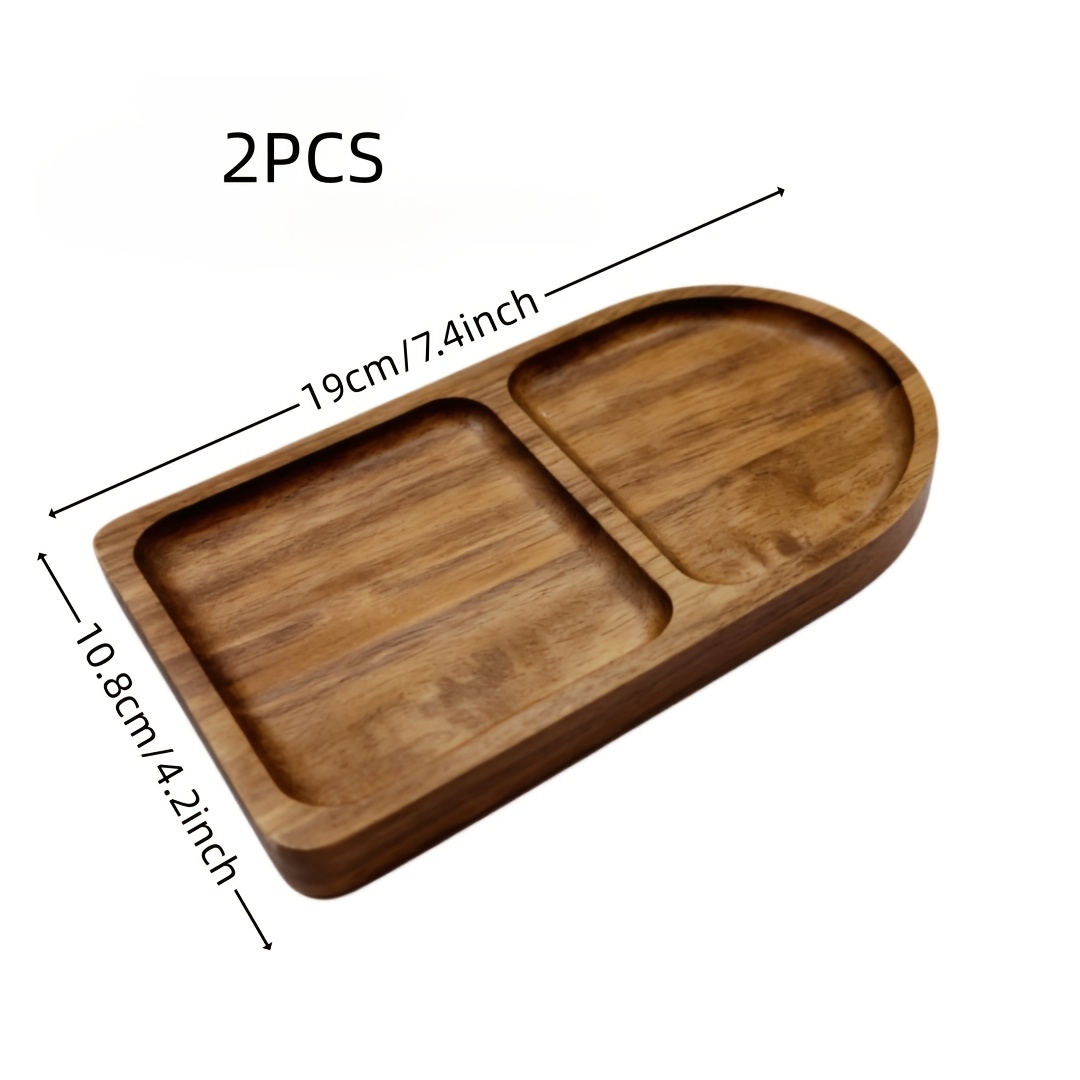 TEMU 2pcs Premium Acacia Wood Tray Set - Breakfast Tray, - The Perfect Combination Of Home Decor And Practicality, Suitable For Dining, Entertaining,