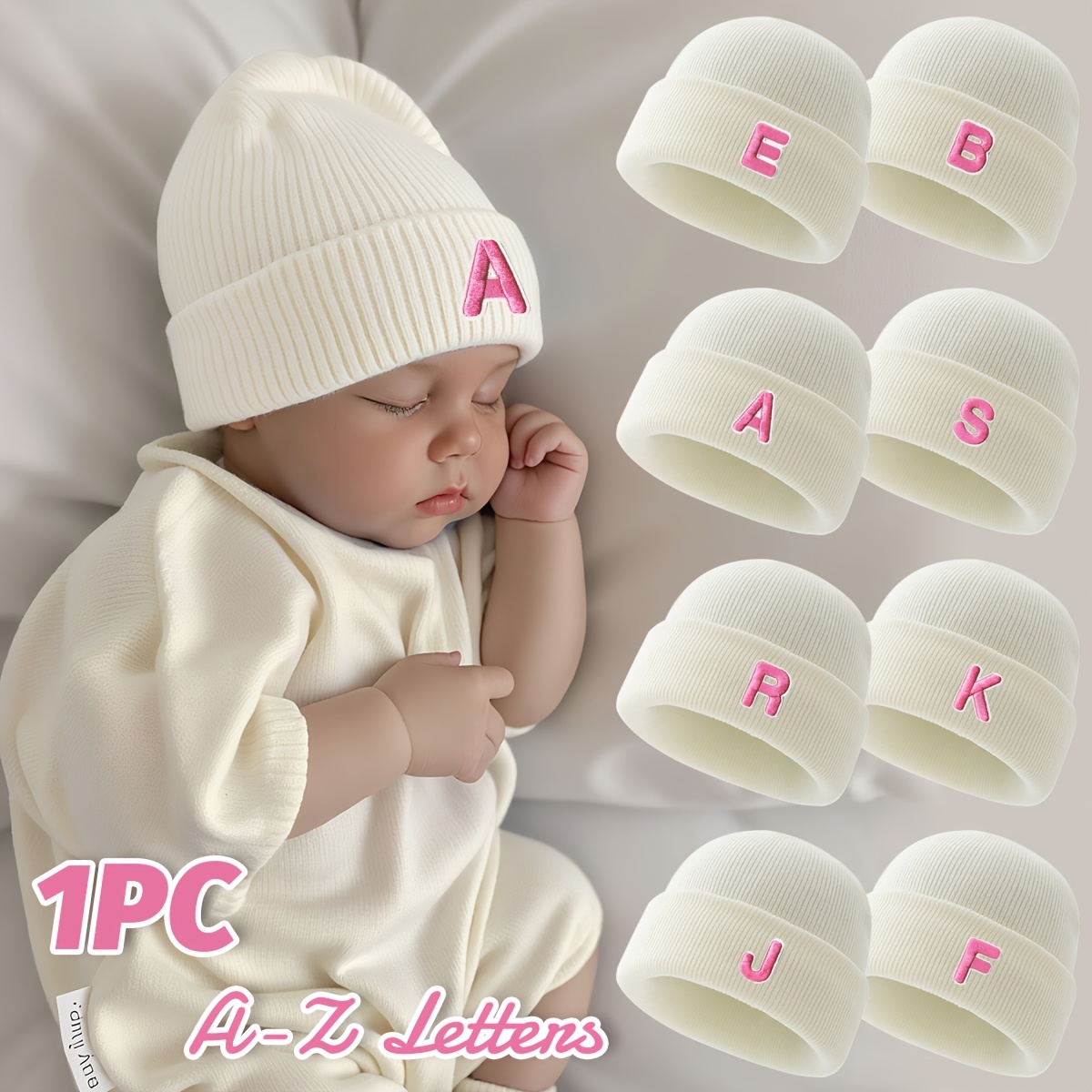 1pc 0 6m newborn knit hat with a z embroidered letters     soft gentle cute cozy for    