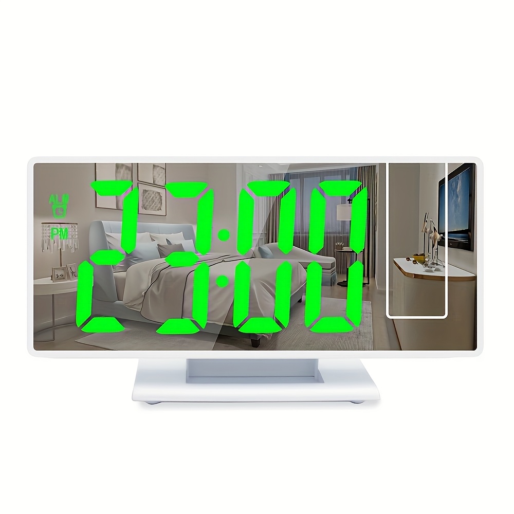 Alarm Clock with Projection, Led Display, Temperature & Humidity Monitoring, Usb Powered, Abs Plastic Rectangular Desk Clock with Sleep Timer, Flat , Ideal for Valentine's & New Year Gift - Home & Kitchen