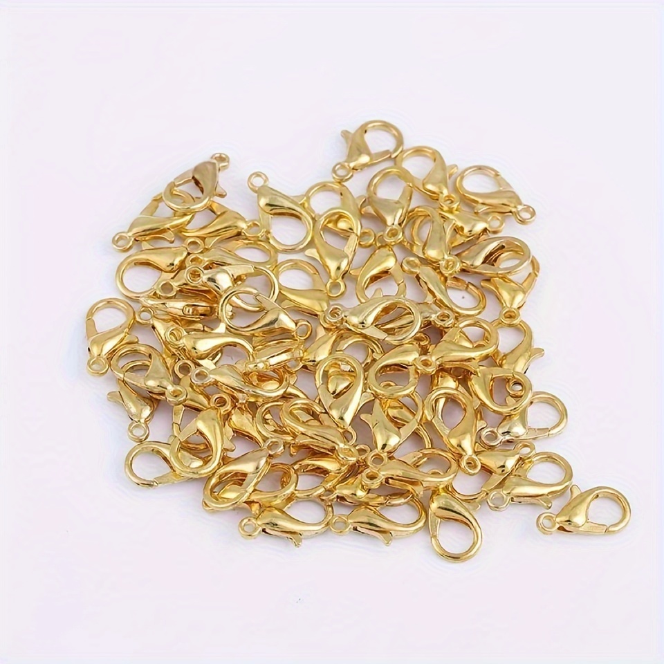 

100pcs Galvanized Alloy Golden Lobster Buckle Necklace, Connecting Buckle, Jewelry Buckle 7x12mm For Diy Jewelry Accessories