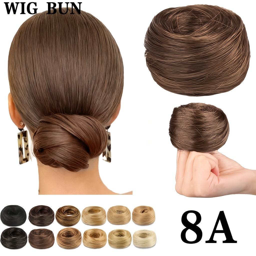 TEMU Women's Curly & Wavy Synthetic Hair Bun With Heat-resistant Fiber Suitable For Daily Wear, Workouts, Travel - Quick Bun Style For Volume,