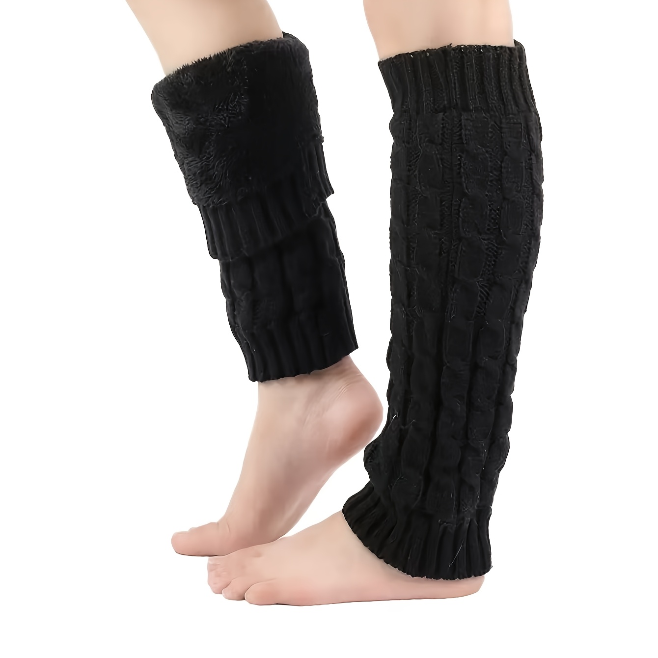 TEMU 1 Pair Women's Fleece Leg Warmers, Knee-length Warm Acrylic Winter Sleeve, Leg Warmers For Skating And Skiing, Suitable For Women' Skating And