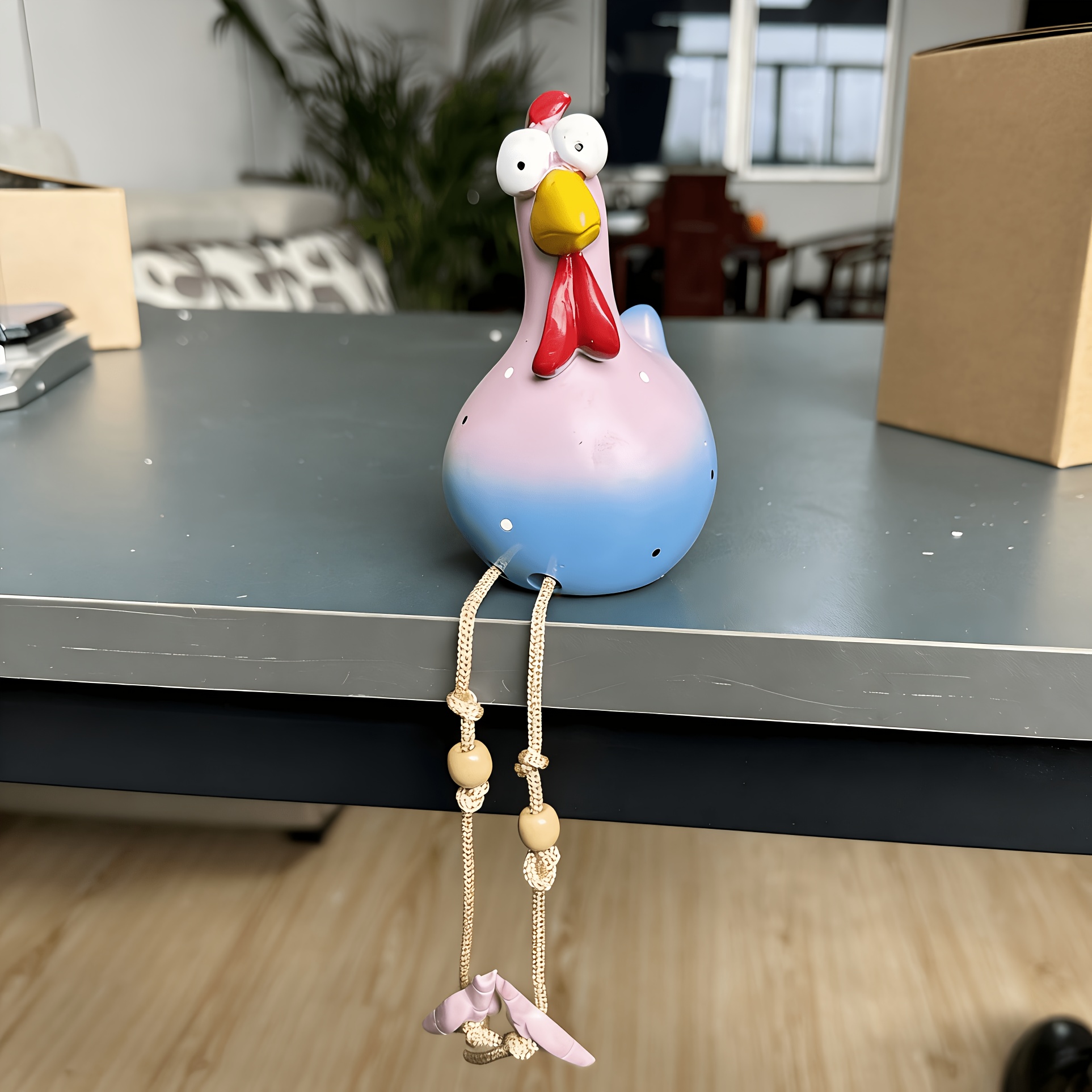 1pc Long-legged Chick With Drooping Feet, Funny Prank Garden Yard Ornament, Resin Animal Sculpture Craft, Home Decor Design
