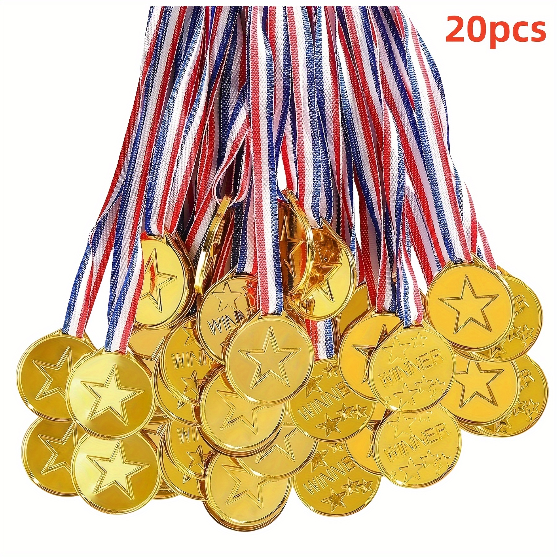 

20pcs Plastic Winner Award Medals For Sports, Games Competitions, Party Favors And Decorations