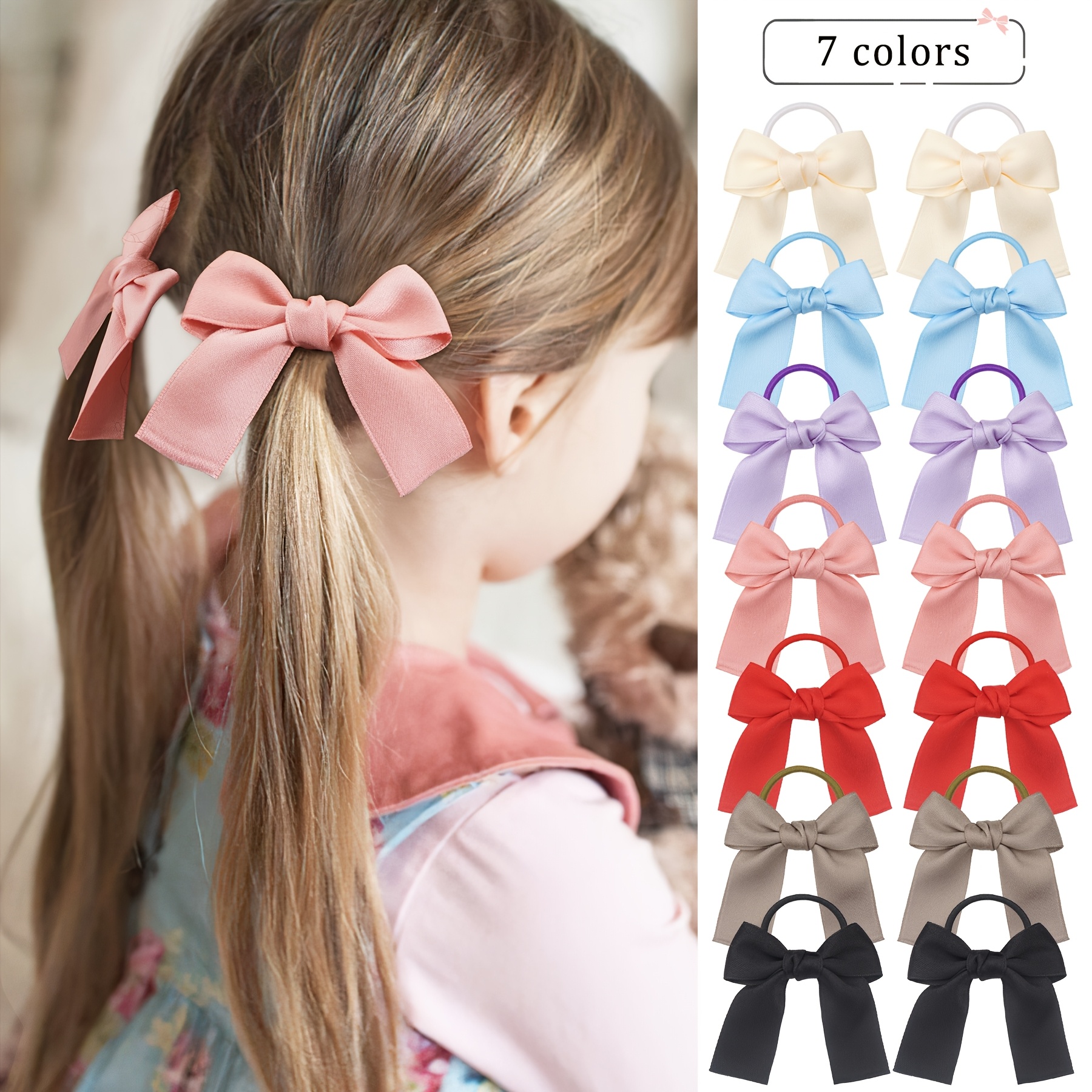 

Joyo 14pcs Girl Hair Bow Set - Elegant Ribbon Bows, Ponytail Holders & Ties For