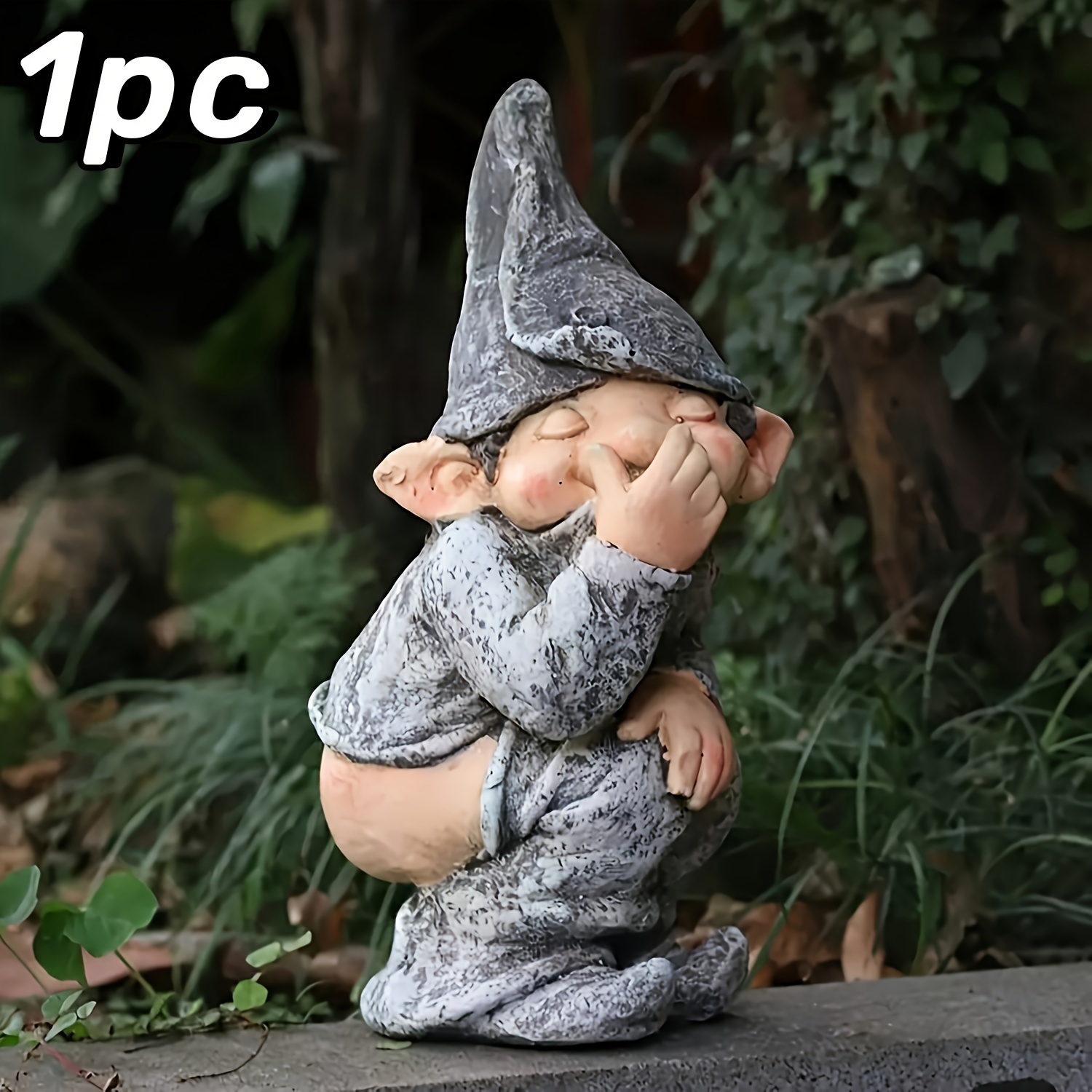 

1pc, Whimsical Resin Gnome Statue, Rustic Style 4.72inch Outdoor Garden Decor, Cute And Amusing Weatherproof Lawn Ornament