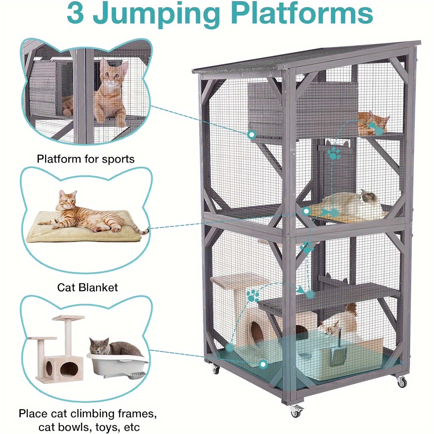 YITAHOME Cat House Catio Outdoor Cat Enclosure On