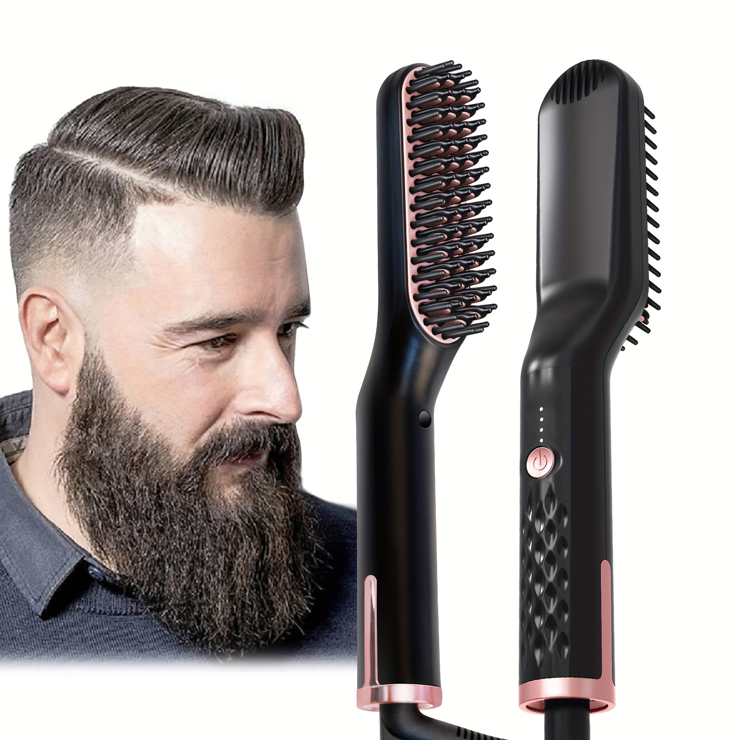 Black Men Beard Hot Comb Men Premium Heated Beard Brush W/anti
