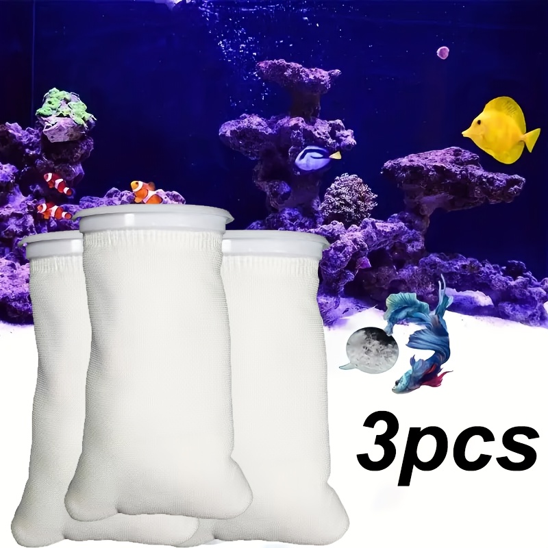 TEMU Lot de 3 sacs filtres réutilisables de 20 cm pour aquarium, convient à la plupart des aquariums et étangs, améliore la qualité , système de