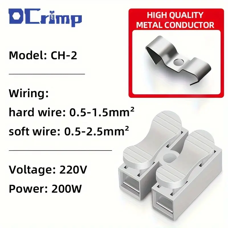 ch 2 quick connect wire terminals durable steel spring connectors for easy cable clamping supports 110v 240v 4