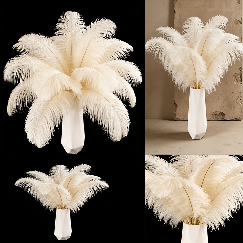 11pcs Simulation Ostrich Feathers With Soft Texture, Dense Plumage, And Coloring. Perfect For Home Decor, Craft Making, Event Scene Setup, And Wedding Venue Decoration