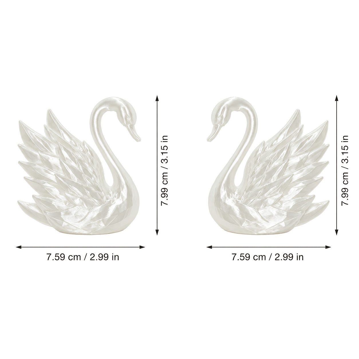 TEMU 진주빛 흰색 하트 오리 조각상 쌍, 플라스틱 재질 미술 장식품, 데스크탑 조각 장식, 홈 오피스 책장 침실 거실 현관 장식, 창의적인 수집품 선물, 할로윈, 크리스마스, 발렌타인데이