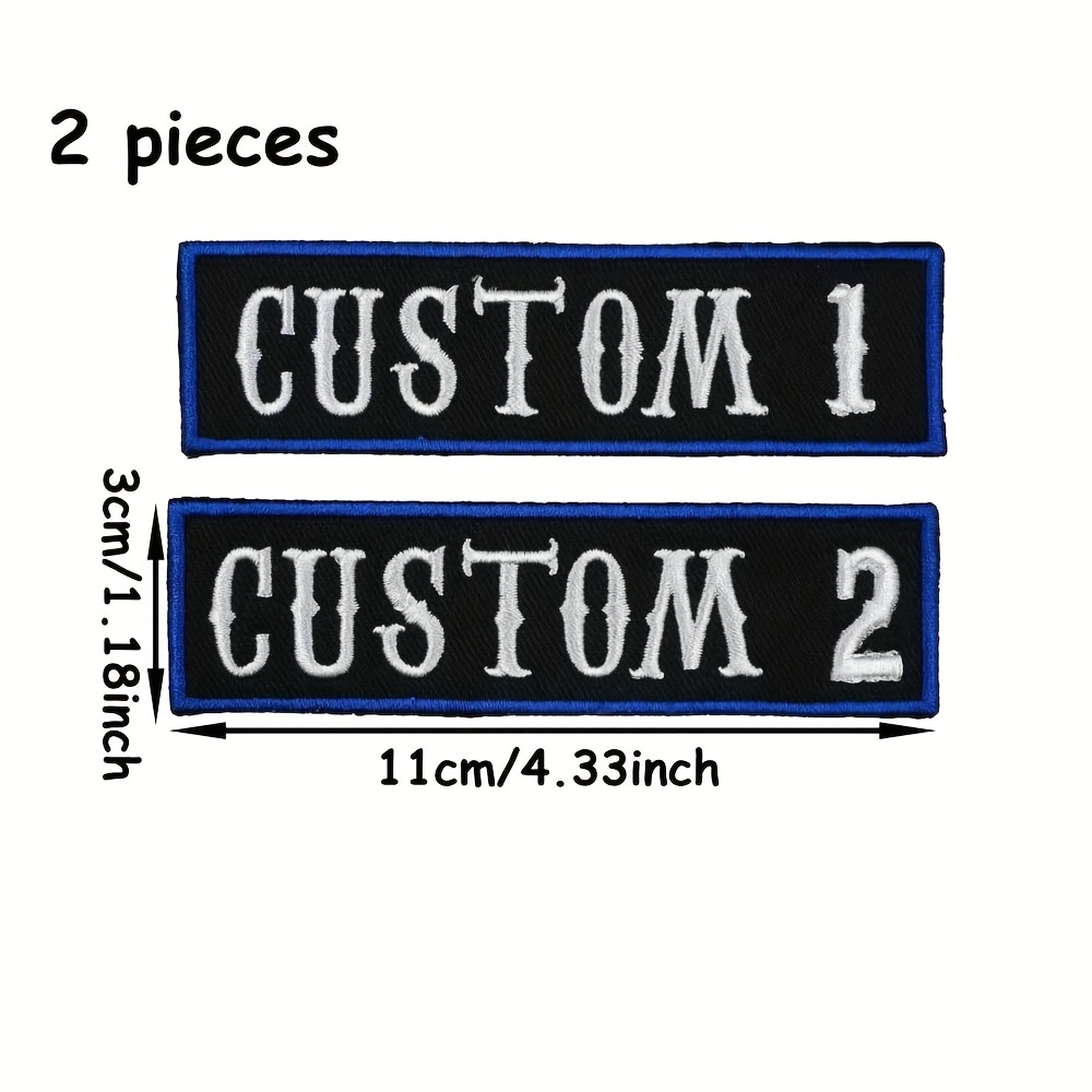 TEMU [open Customized Products] 2 Custom Right-angle Embroidered Cloth Patches With Different Or Text, 1 Row Of Personalized Name Text Patches,