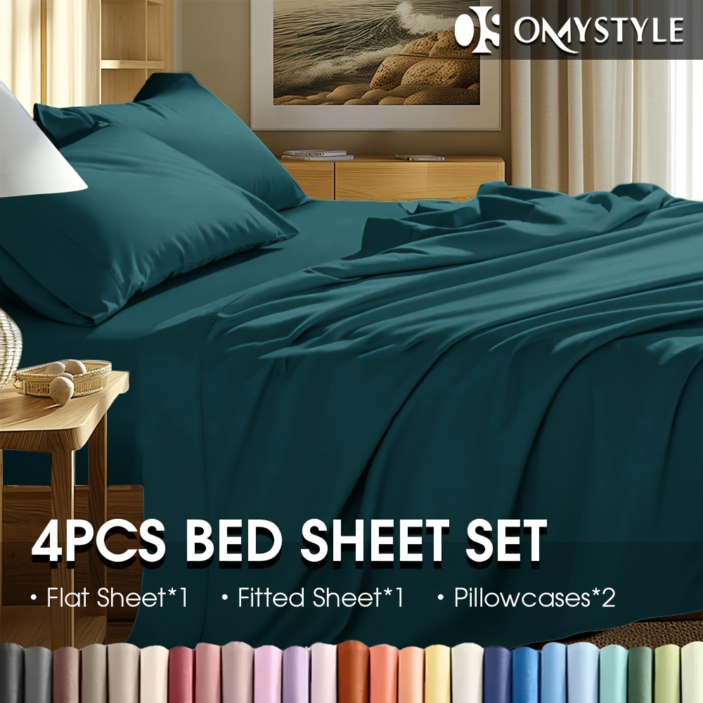 TEMU For Winter 2000tc Queen Sheet Set - Breathable And Warm -includes Fitted Sheet, Flat Sheet And Pillowcases - For Bedroom, Guestroom - S/d/q/k