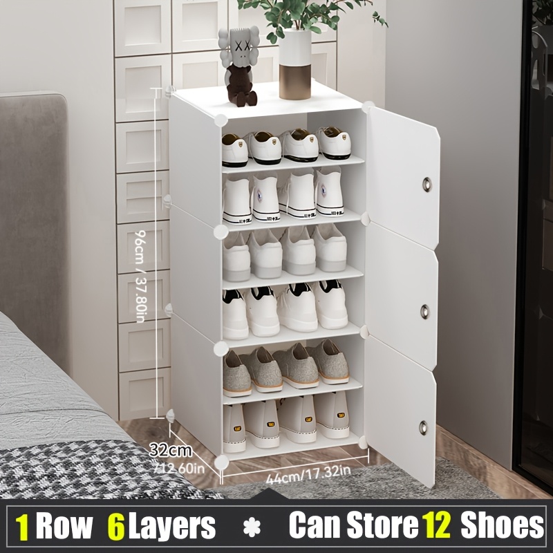TEMU Zapatero expandible de 1 , 4/6/8/10 niveles, con puerta, gabinete de almacenamiento portátil para botas, pantuflas y zapatos, zapatero grande,