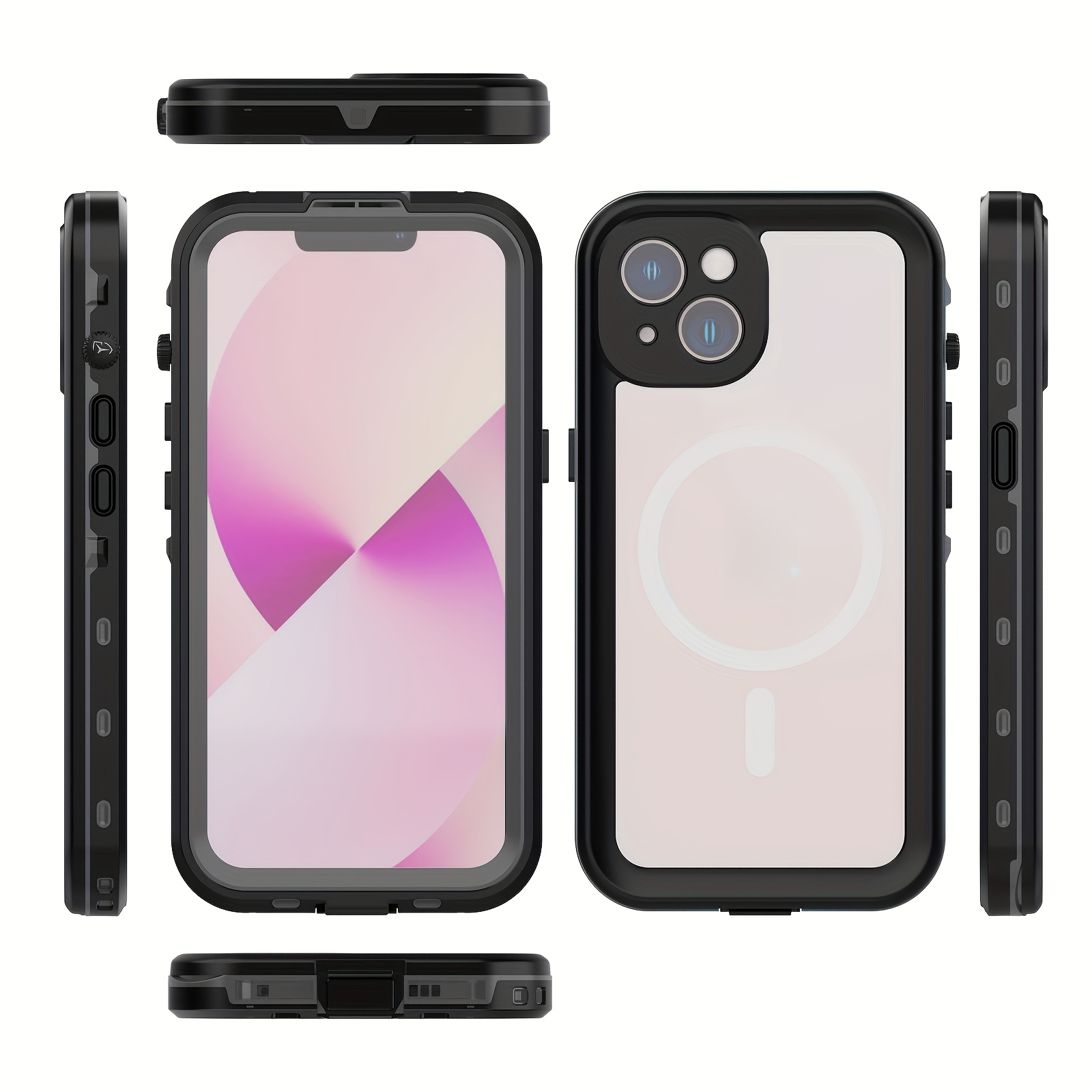 TEMU Coque de téléphone - Coque IP68 Compatible pour Iphone 13 14 15 Pro Max Antichoc Robuste avec Chargement Magnétique Couverture 360 Extérieure