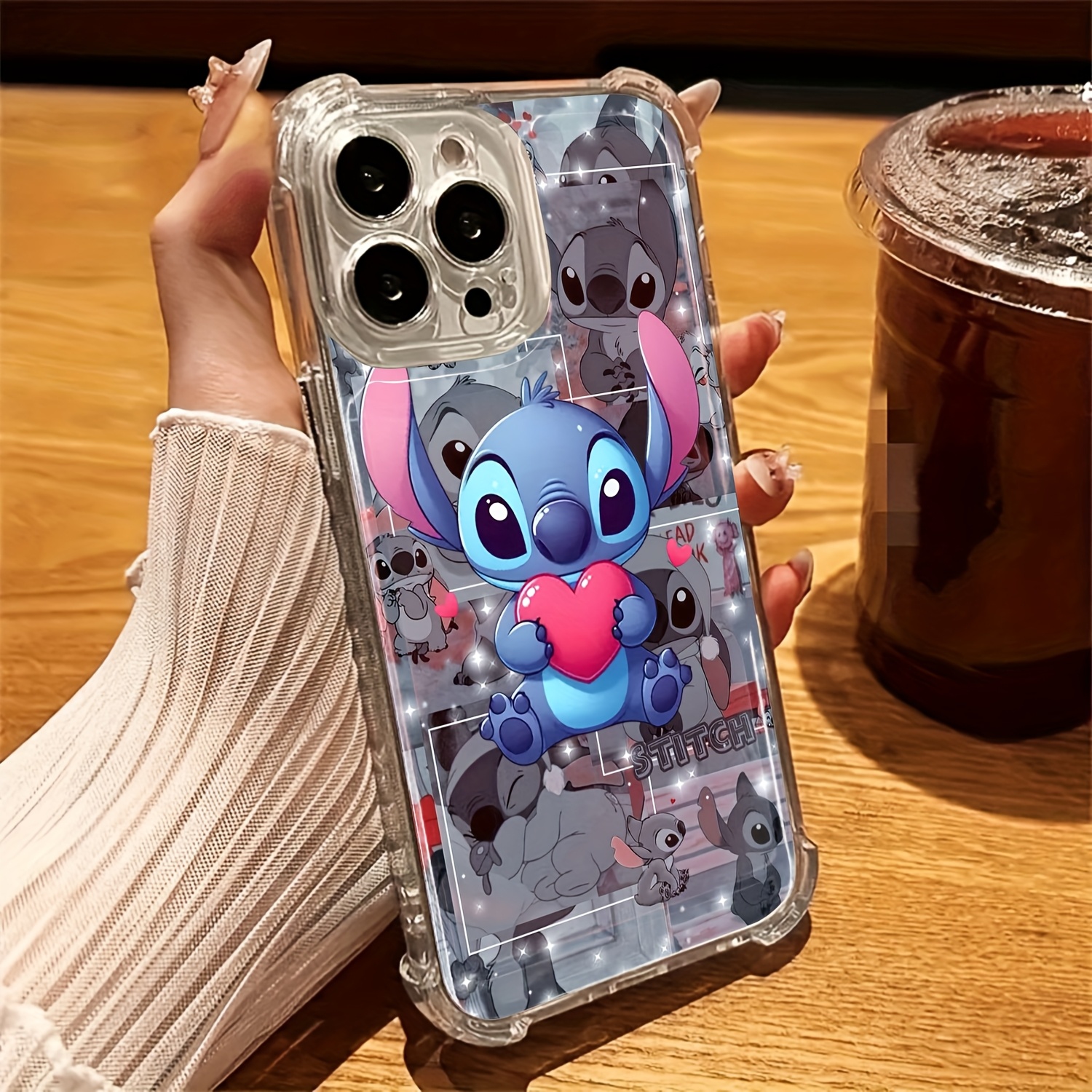 Disney Officially Licensed, The Adorable Moments of Stitch Cute Four-Corner Anti-Drop Full Protection Transparent Phone Case, for iPhone 16/15/14/13/12/11/X/XS/XS Max/Pro/Pro Max/Plus, Birthday Gift, Holiday Gift, Valentine's Day Gift, Perfect Gift