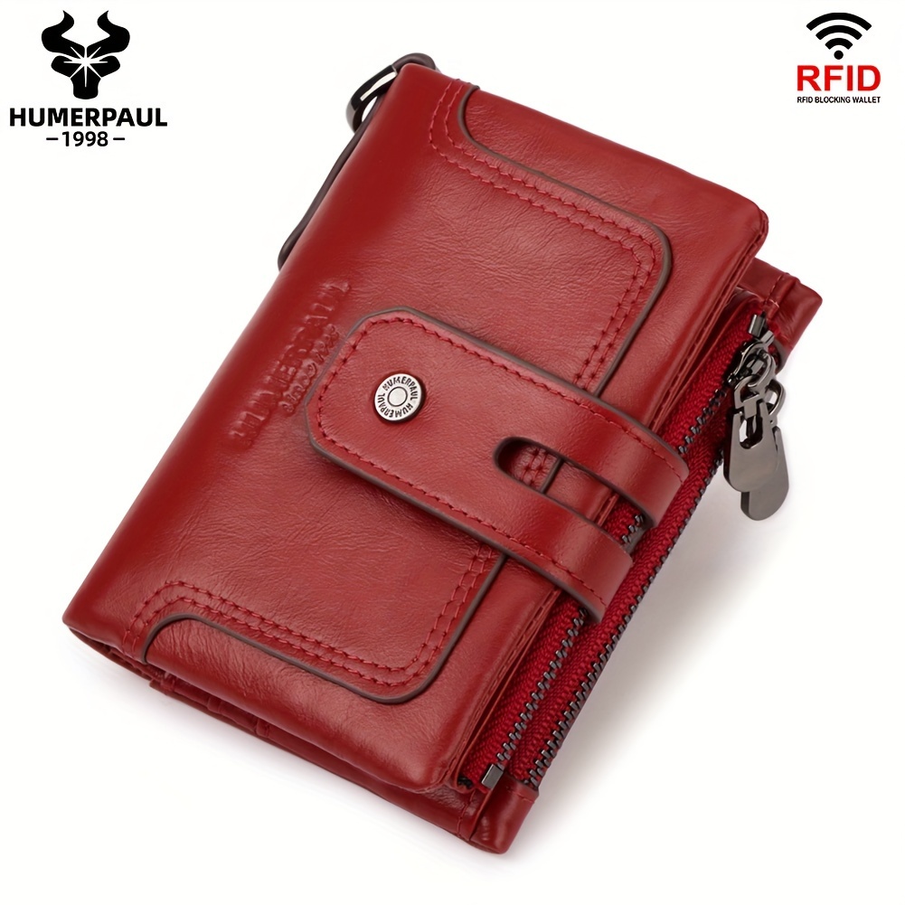 Image of [women's Wallet] Humerpaul Women's Wallet Cowhide Women's Fashion Large Capacity Classic Genuine Leather Wallet Clutch Card Holder Coin Purse Christmas Gift