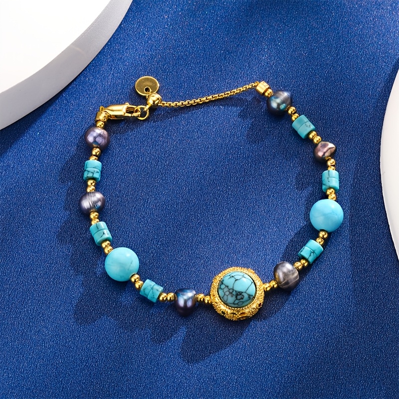 Image of 925 Silver, Ladies' Turquoise Jewelry Bracelet, Irregular Design, Fashionable And Classic, Trendy And Versatile, Graduation Season, Valentine's Day, Mother's Day, With Exquisite Gift Box