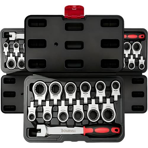 the ratchet socket wrench set of 13pcs including socket heads and double directional ratchet handles designed for automotive maintenance and mechanical repair installation