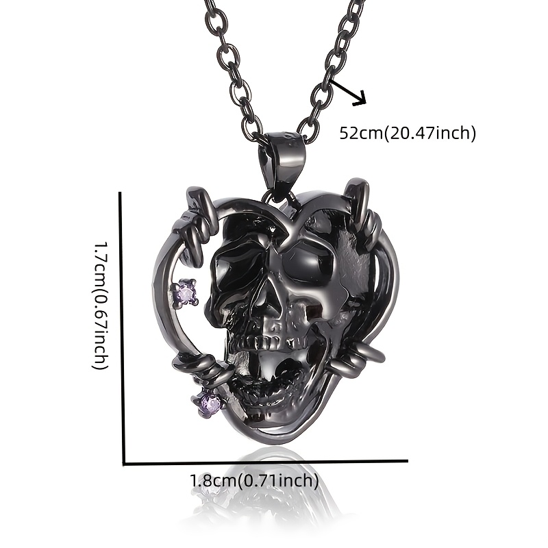 Dark Style Skull Love Pendant Necklace, Hip-Hop Clavicle Chain