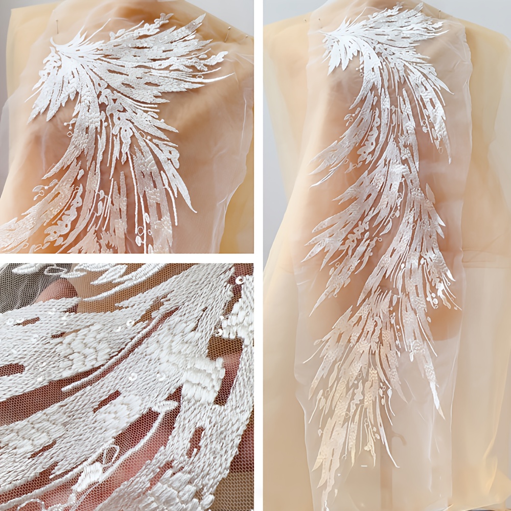 E-shop 1 Stück Goldene Schwarz-Weiße Spitzenstoff-Applikation DIY Brautkleid Spitzenpatch Handarbeit Nähdekoration
