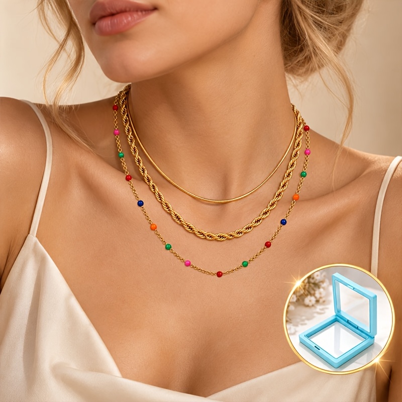3pc Women's Blue Five-Petal Pendant Necklace Set, Gift Ready