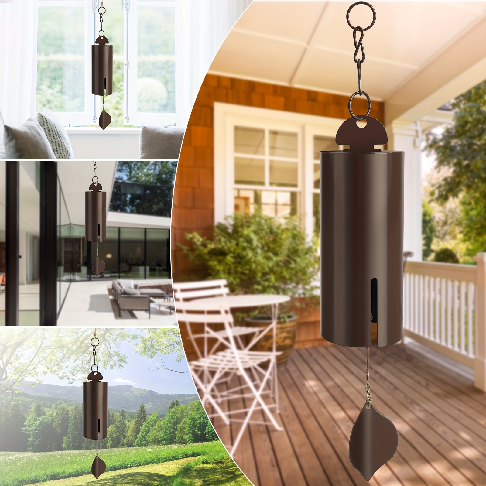 TEMU Hanging Wind Bell, Heavy-duty Large Wind Chimes With Deep Resonance, Weather-resistant Outdoor Garden Decoration For Relaxation And Ambiance