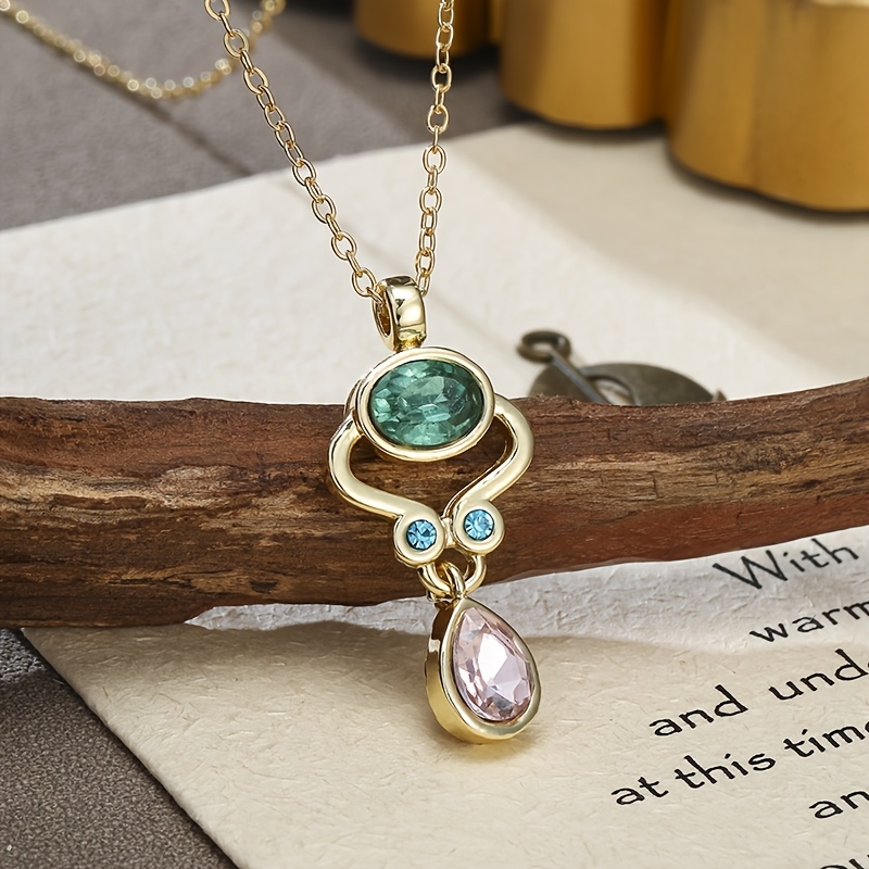 TEMU 1pc Court Style Shiny Synthetic Synthetic Zirconia Pendant Necklace For Men And Women, Cute - Perfect For Engagement, Wedding, And Anniversary