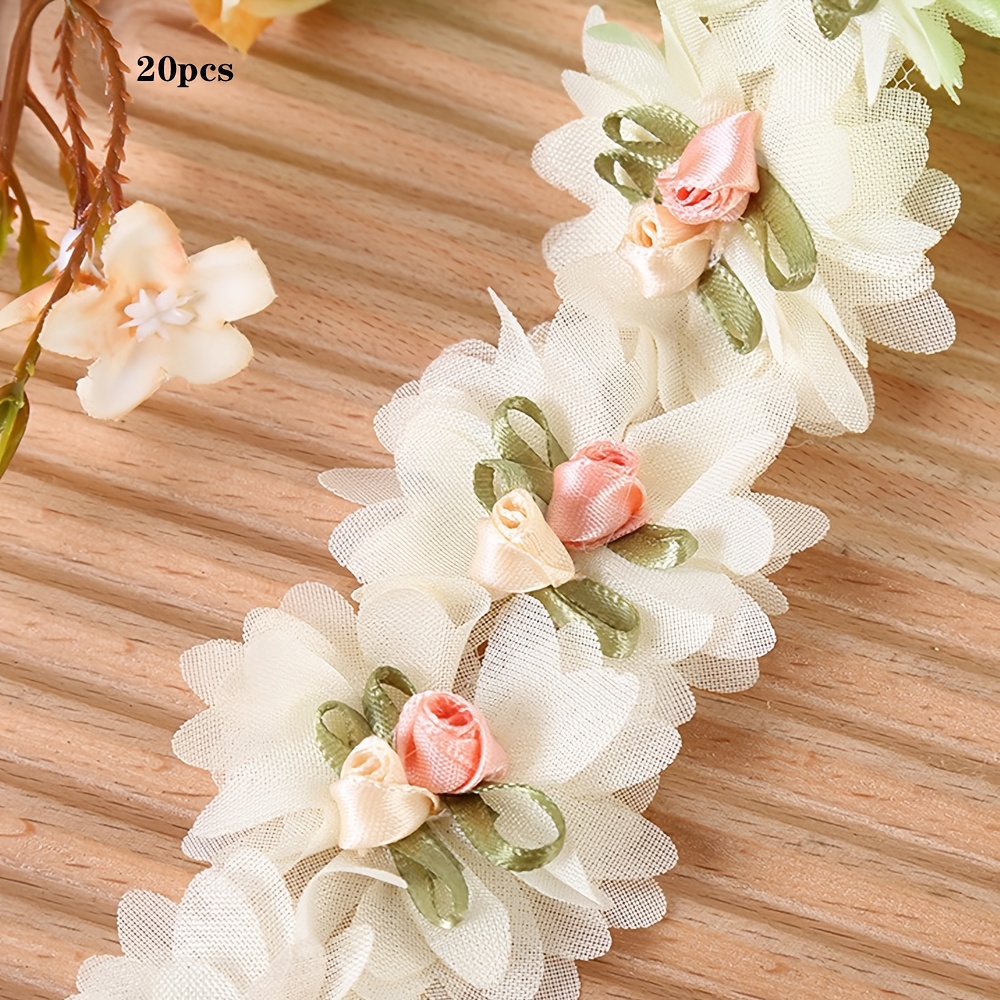 Ywli 20pcs/bag 3d Chiffon Flower Lace Women'