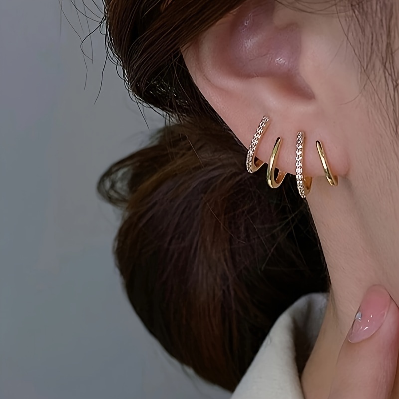 Sparkling Rhinestone U-Shaped Stud Earrings, All Season Jewelry