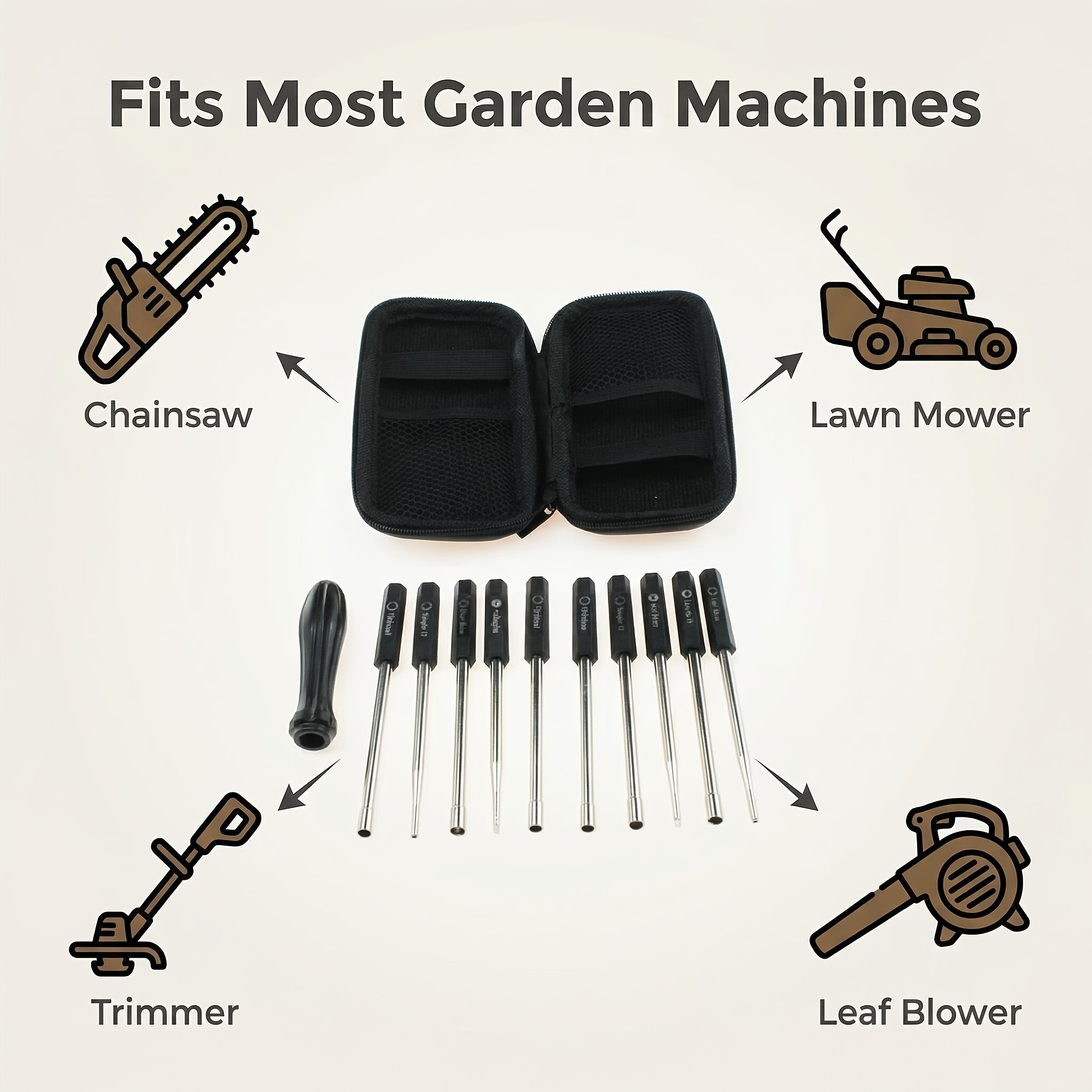 TEMU Kit d'outils d'affectation de carburateur 10-en-1, affectation et utilisation de diverses machines/appareils de jardin, réglage pour