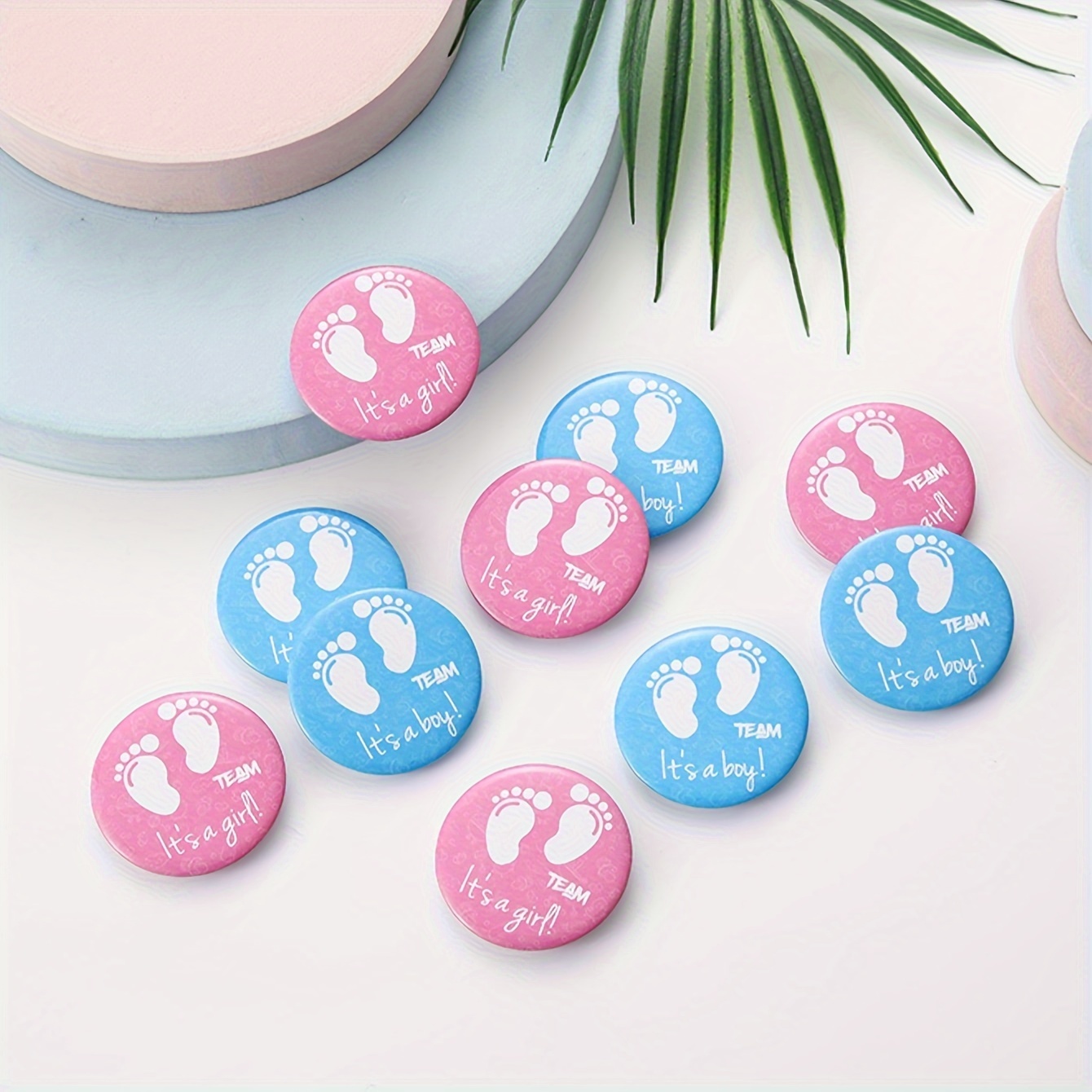 

10-pack Baby Shower Gender Reveal Buttons - Team Boy & Team Girl Pin Badges For Gender Reveal Party Favors - Iron, No Feathers, Electricity-free & Perfect For Any Baby Welcoming Celebration