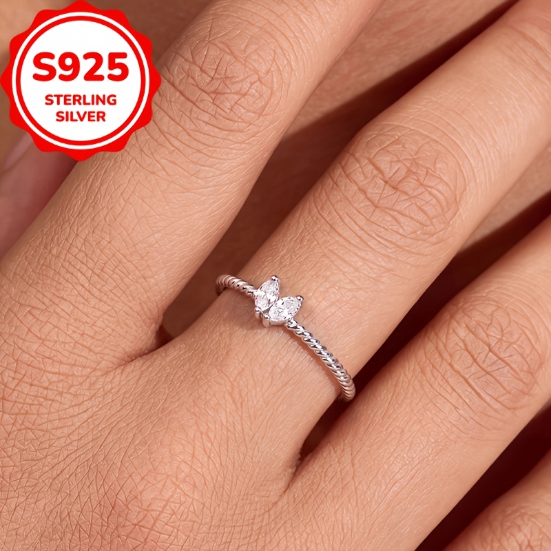 Women's 925 Sterling Silver Twisted Heart Ring, Daily Commuting