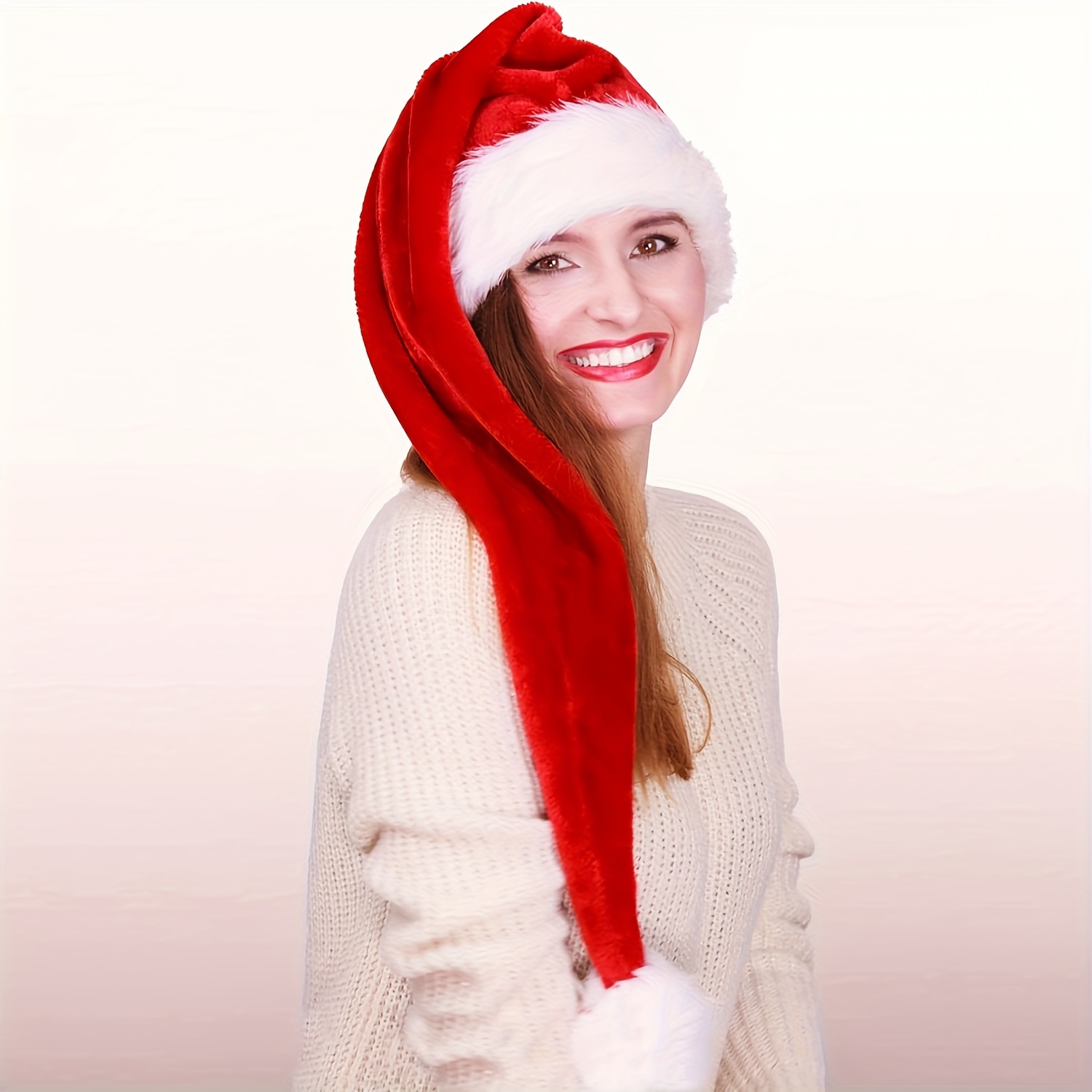 

1pc, Classic Velvet Santa Hat For Adults - Christmas Holiday Hat With Plush Trim, 1pc, Fit, Non-electric, Featherless Seasonal Decor, Universal Fit