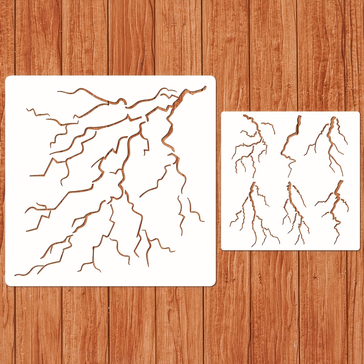 TEMU 2 Sheets Reusable Lightning Measurement Templates, Large Lightning Templates, Very Suitable For Painting With Brushes, Used As Stencils For