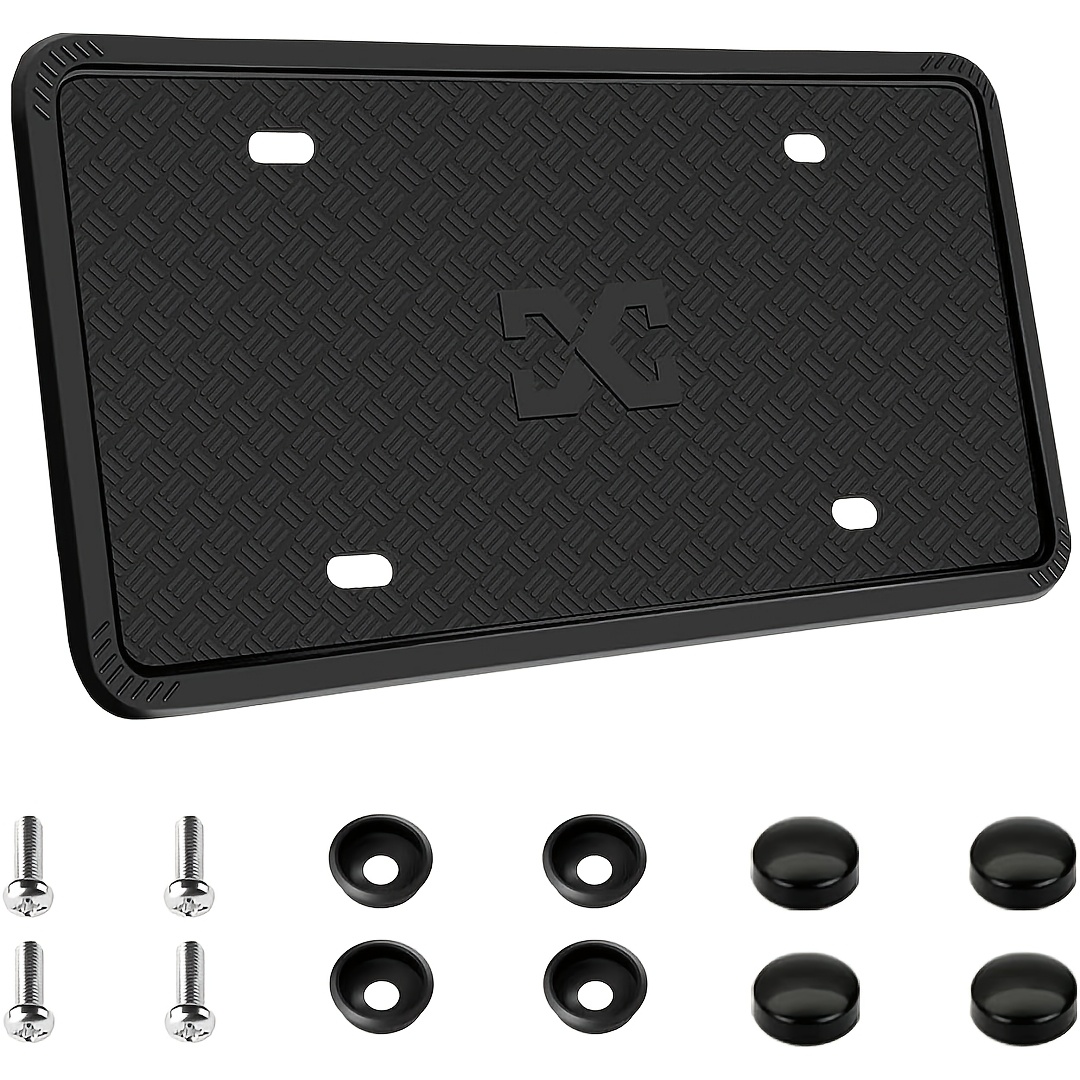TEMU Support de plaque d'immatriculation américain en silicone , pliable et très flexible, ne pas la peinture de la voiture, taille 31 X 16 cm, noir
