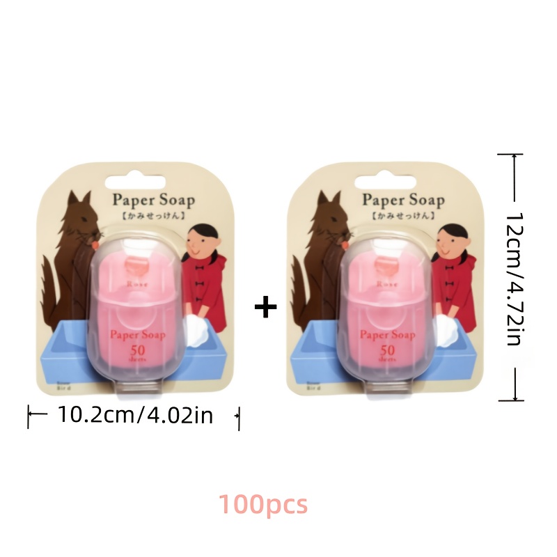 100pcs Rose-scented Soap Sheets Convenient Soap Paper Outdoor Travel Hand Soap Paper