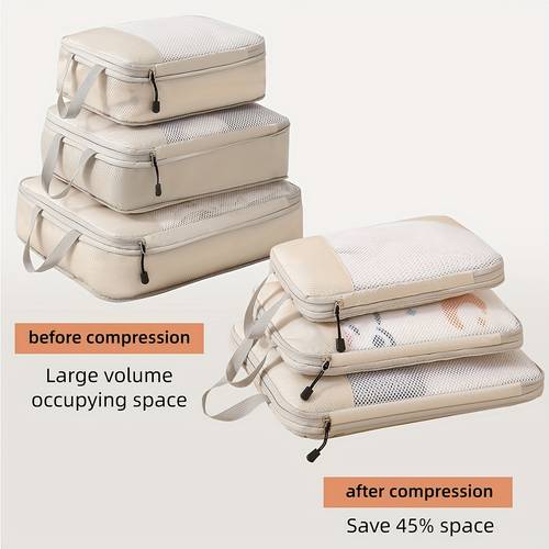 3-delige set reis compressie packing cubes koffer compressie reis organizer tassen voor handbagage