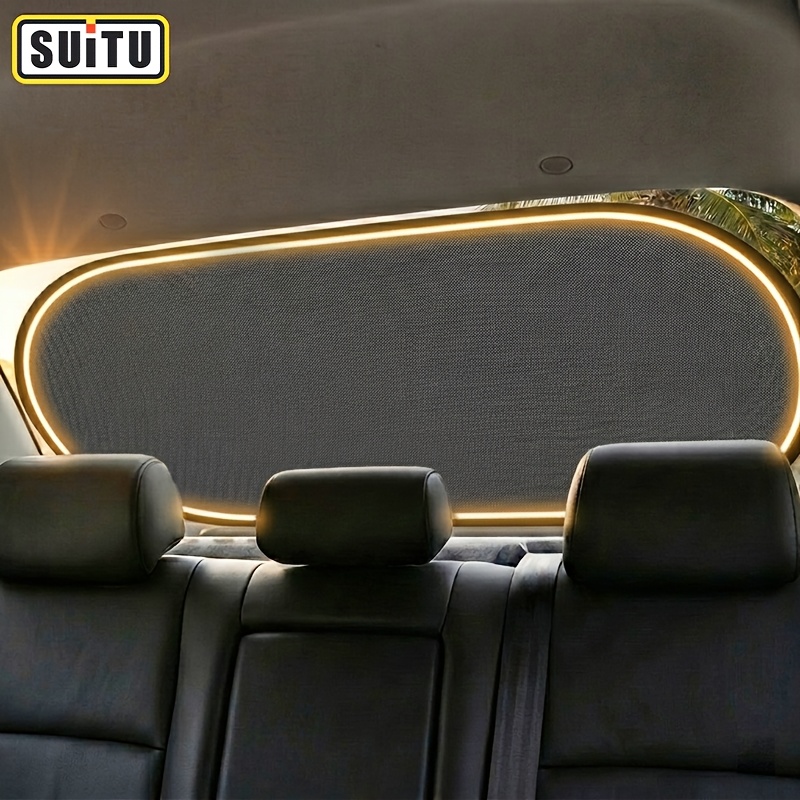 Image of Foldable Portable Auto Rear Window Sunshade, Heat Insulation Sun Visor Cover, Blocking Car Rear Windshield Curtain, Universal For Most Cars Sedan Suv