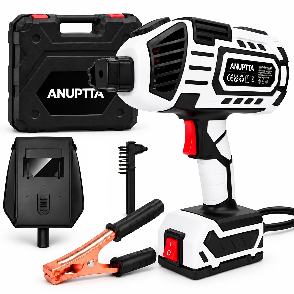 Image of Anuptta 4600w Handheld Arc Welding Machine, 20/200a Portable Igbt Inverter Mma Welder With Digital Led Display, Supports 1.6/3.2mm Electrodes, Thermal And Protection For Metal Repair
