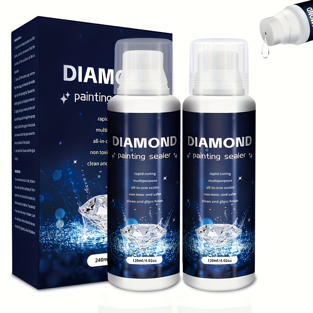 TEMU 2 Bottles Diamond Painting Sealer Kit - 240ml (120ml X 2) Permanent High-gloss Sealant For 5d , Prevents Beads From Falling, Non-yellowing End