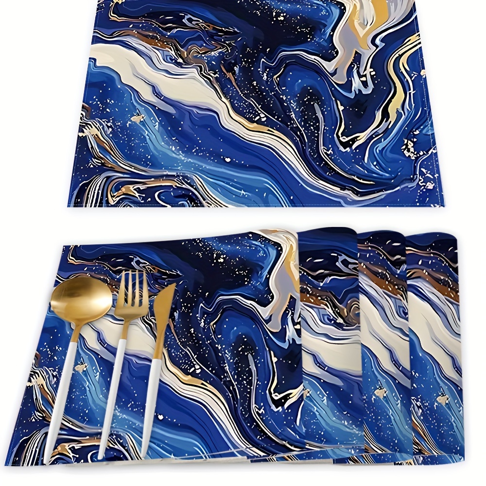 

4pcs, Marble Printed Dining Mat, Modern Abstract Art Table Mat, Waterproof And Wear-resistant Washable Household Items Dining Mat, Single-sided Printing (16 * 12 Inches)