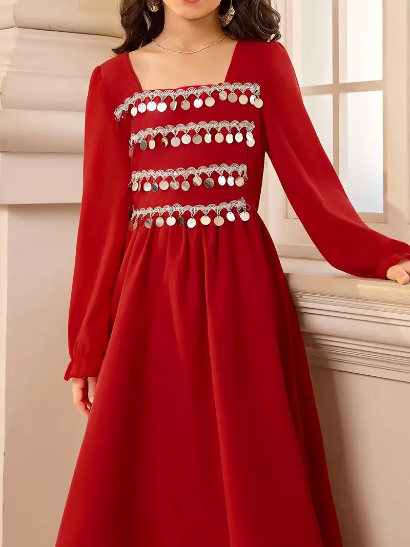red dress for eid Red Matching Mother-Daughter Outfit | Embroidered Cotton Raw Silk 3-Piece | Eid Family Twinning | Festive Mom & Me Dress