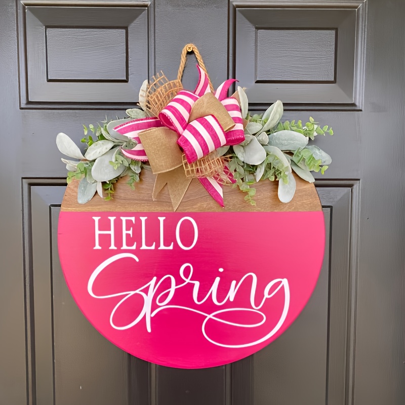 

1pc Rustic Wooden Wreath Sign - Vintage Style Door Mount Decoration For Porch, Welcome Accent For Valentine's Day, 's Day, Easter - No Electricity Needed