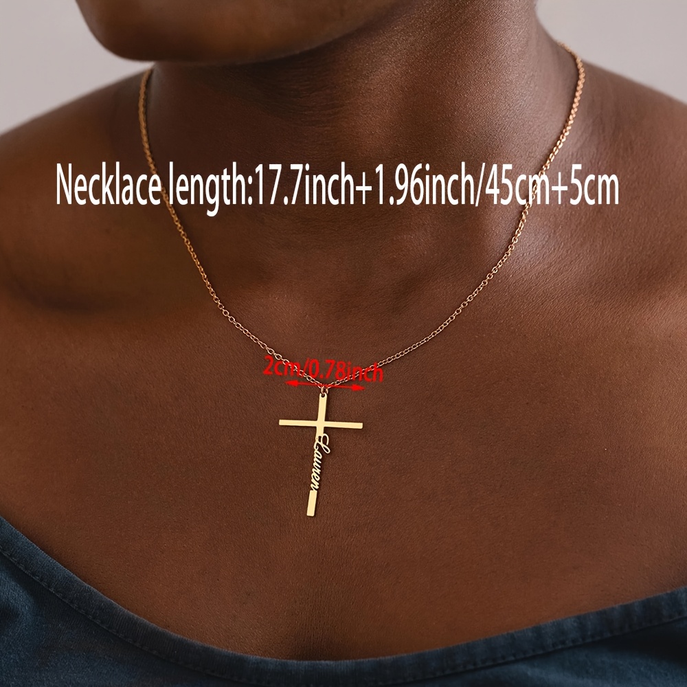 Women's Personalized 18K Gold Plated Cross Name Pendant Necklace