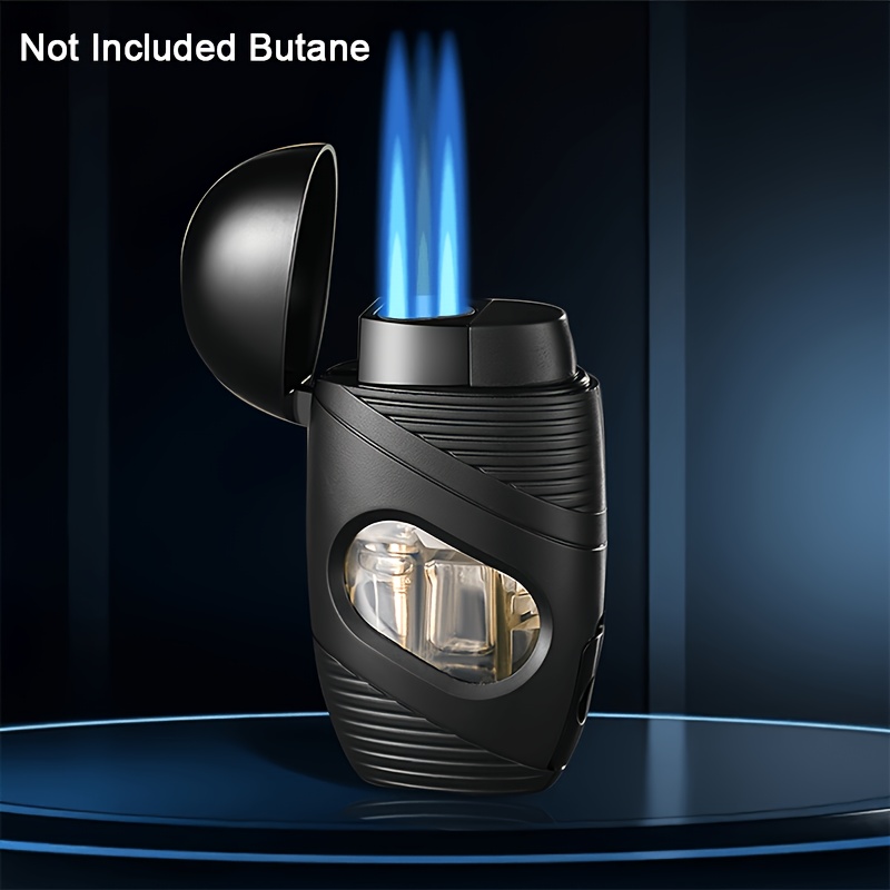 TEMU (not Included Butane) Gas Lighter, Direct-flush Windproof Lighter, Multifunctional Lighter, , Blue Flame, Window, Adjusted, The To Send Father