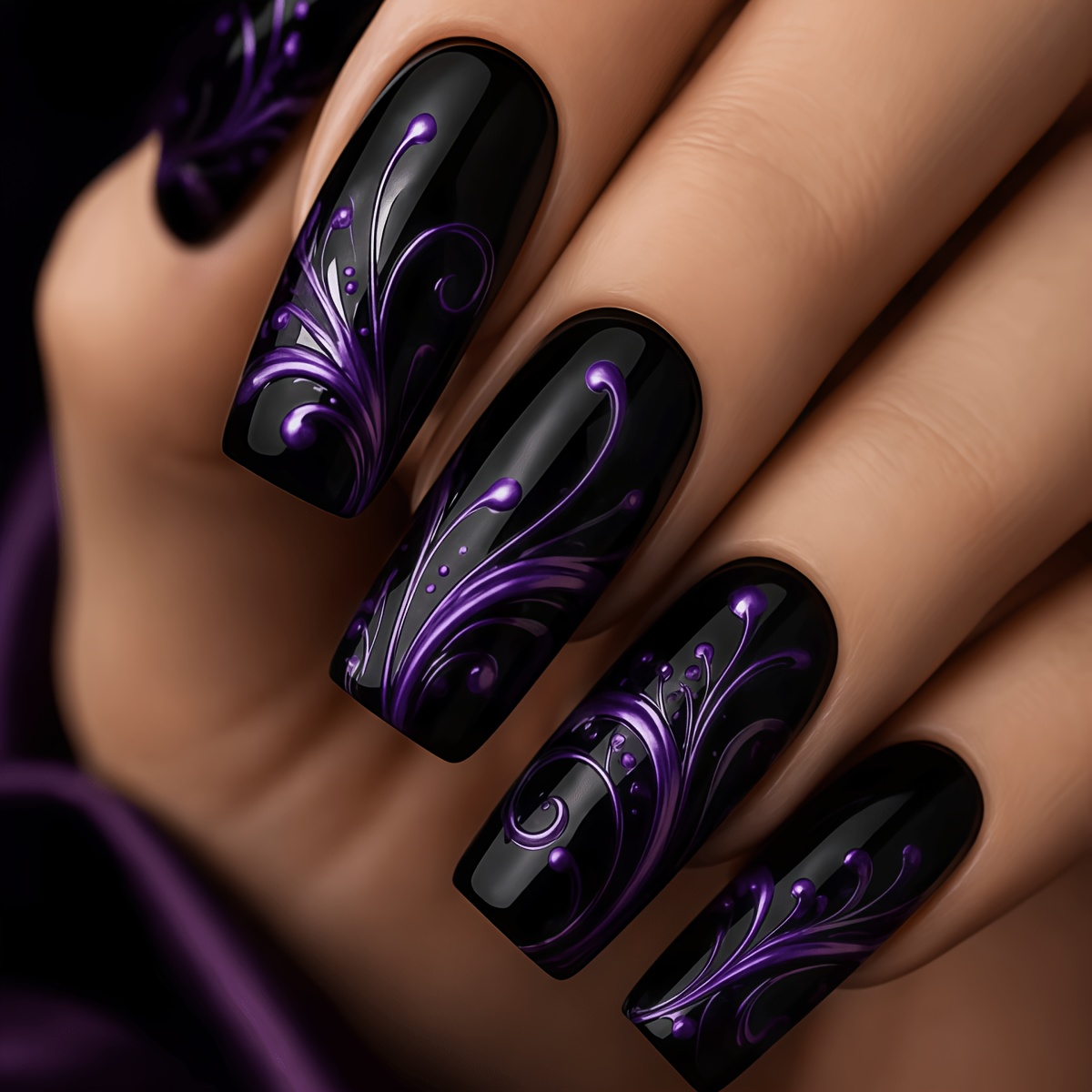 TEMU 24pcs Convenient Nail Art Base Pattern Long Pointed Nails Light Luxury Premium Niche Temperament Elongating Hand Decor Wearable Nails Glossy